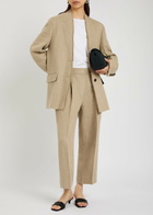 Toteme Pleated Tapered-leg Linen Trousers Beige