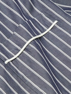 Orlebar Brown - Marne Camp-Collar Piped Pinstriped Cotton-Poplin Shirt - Blue