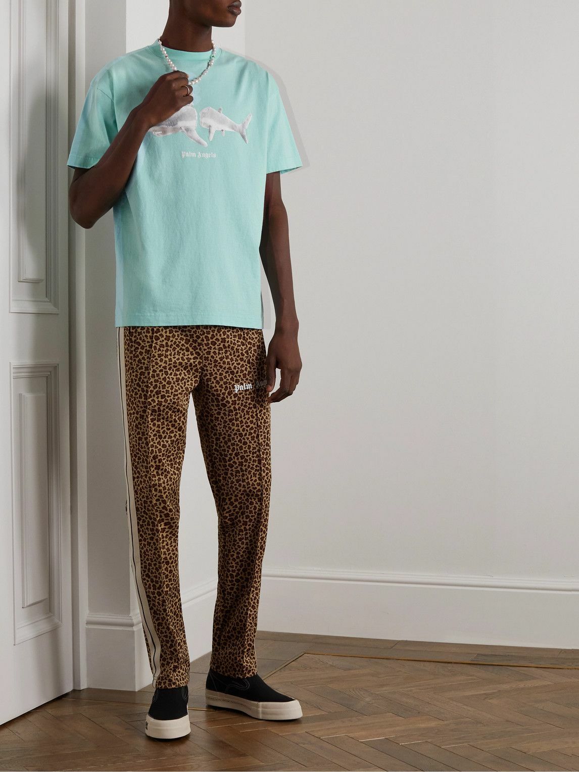 Palm Angels Blue T-Shirt, Shorts and Hat Set main image 1