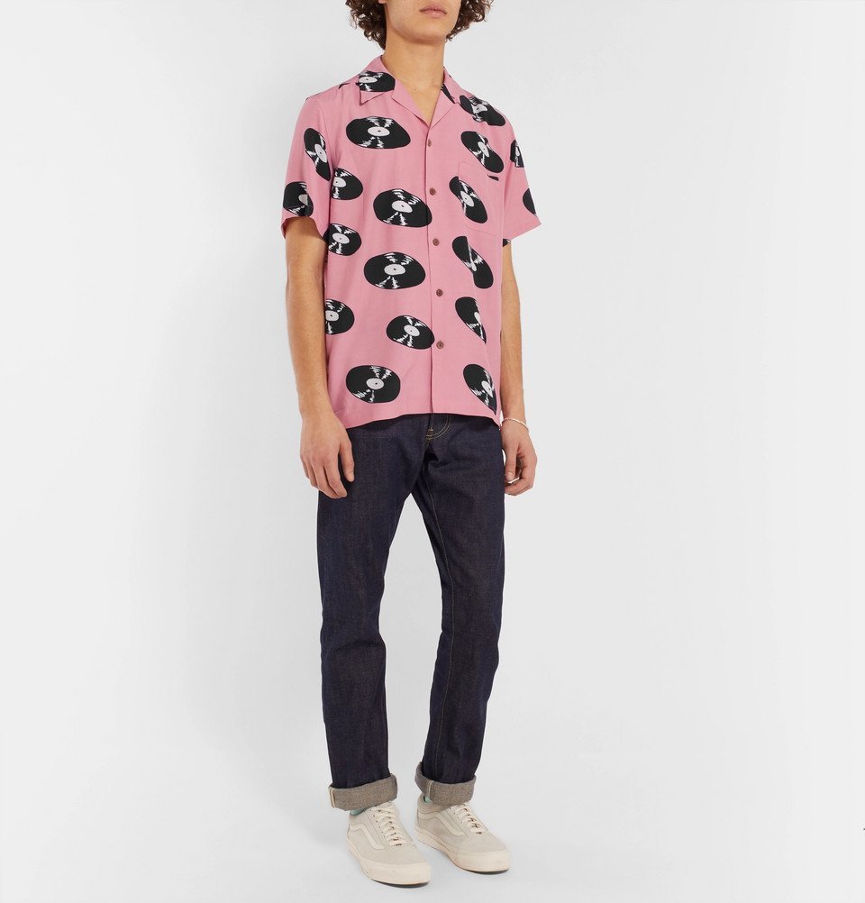 Wacko Maria - Camp-Collar Printed Woven Shirt - Pink Wacko Maria