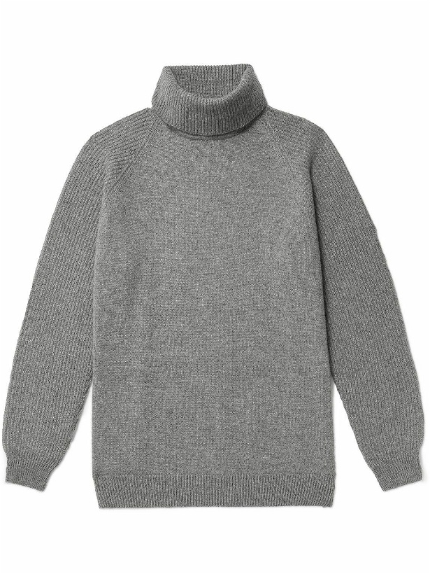 Photo: Johnstons of Elgin - Ribbed Cashmere Rollneck Sweater - Gray