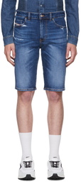 Diesel Blue Cotton Slim Shorts