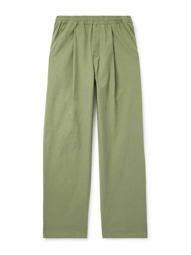 Photo: Folk - Straight-Leg Pleated Stretch Cotton-Ripstop Trousers - Green