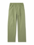 Folk - Straight-Leg Pleated Stretch Cotton-Ripstop Trousers - Green