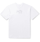 Sorry In Advance - Embellished Garment-Dyed Cotton-Jersey T-Shirt - White
