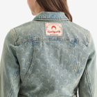 Marine Serre Women's Moon Laser Denim Boxy Suit Jacket in Light Beige