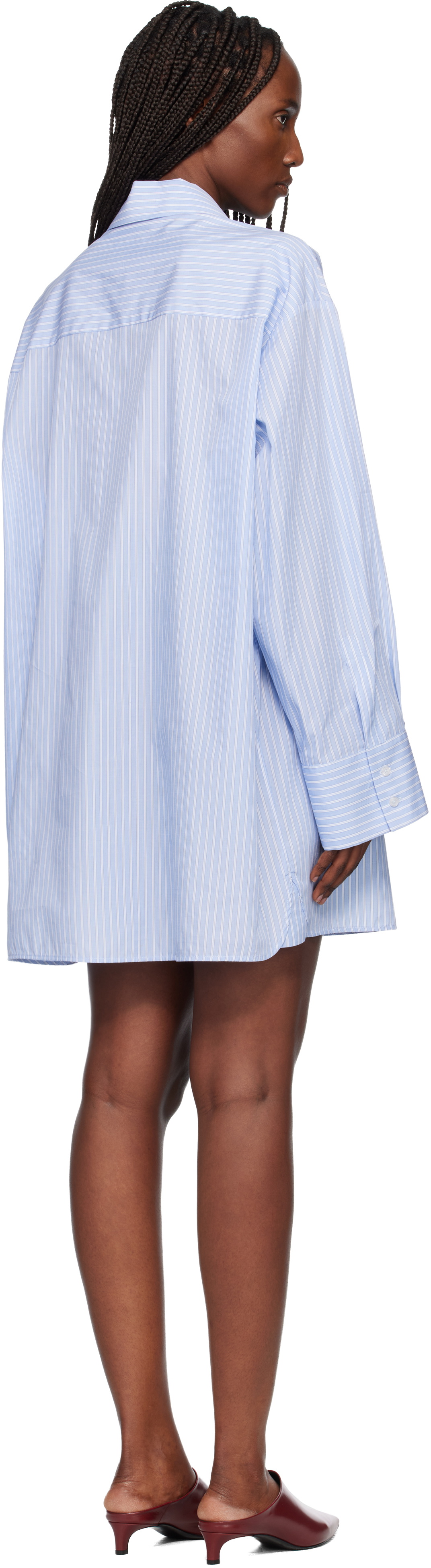 Off-White Blue Striped Poplin Shirt Minidress