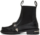 Toga Virilis Black Croc Moc Chelsea Boots