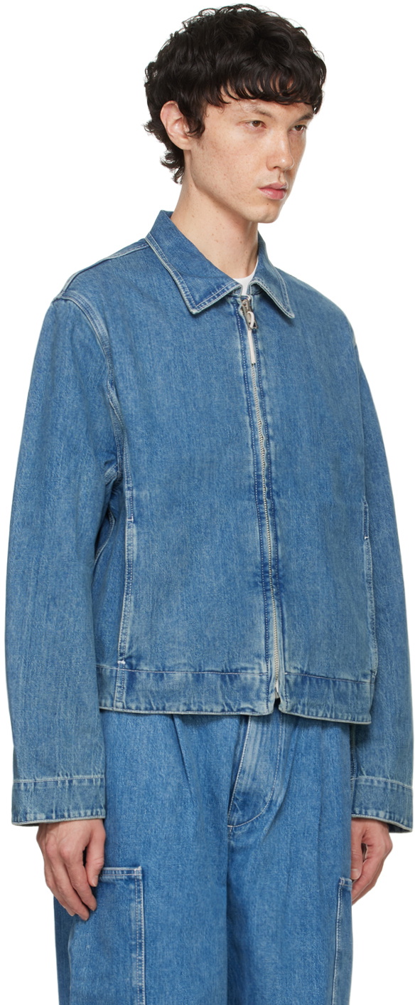 SUNNEI Blue Faded Denim Bomber Jacket