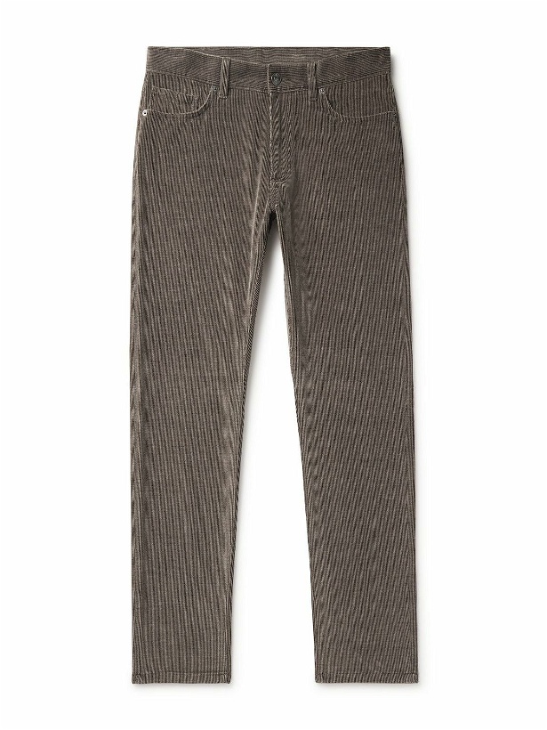 Photo: Zegna - Slim-Fit Straight-Leg Cotton-Blend Corduroy Trousers - Gray