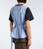 Sacai Layered cotton jersey and poplin top
