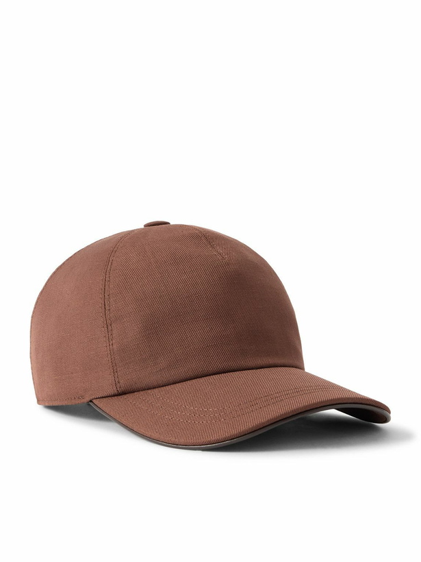Photo: Canali - Wool and Linen-Blend Twill Baseball Cap - Brown