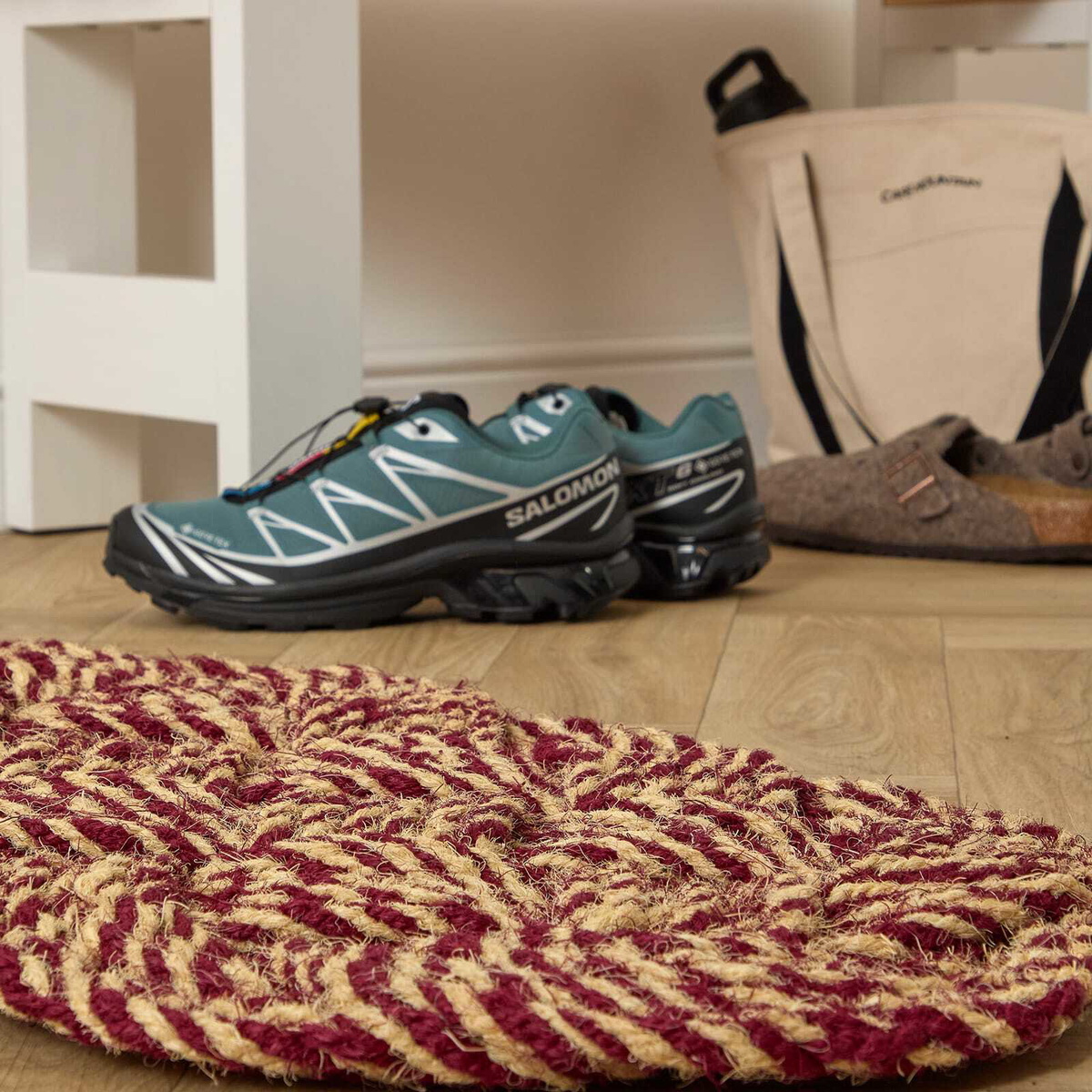 HAY Coco Door Mat - Swirl in Bordeaux/Off-White 