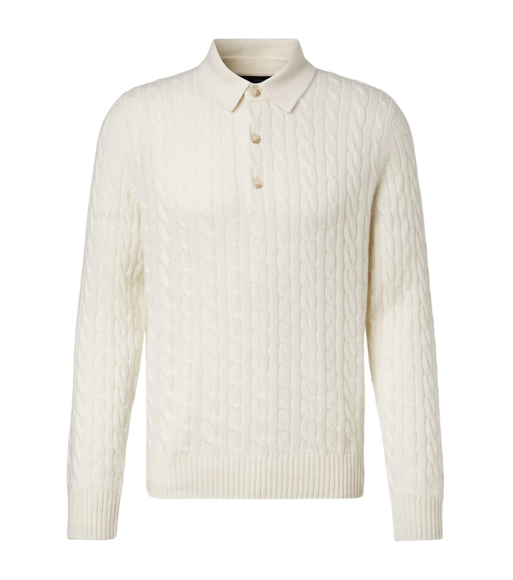 Photo: Arch4 Cable-knit cashmere polo sweater