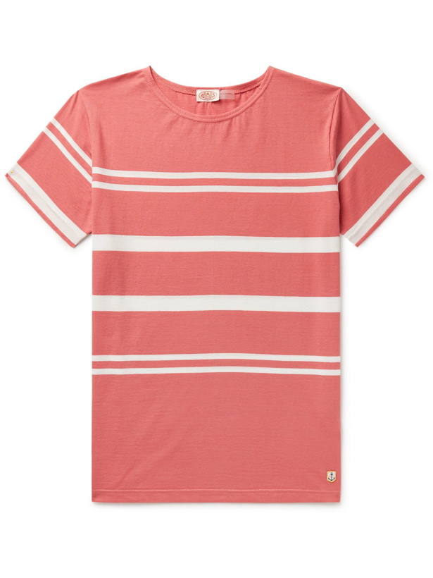 Photo: ARMOR LUX - Striped Cotton-Jersey T-Shirt - Pink