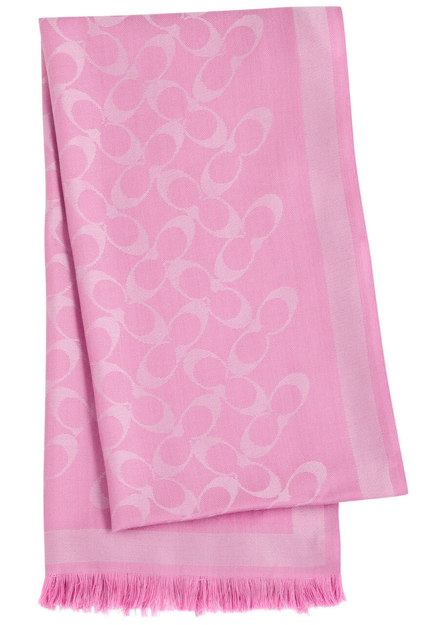 Coach Signature C Logo-jacquard Scarf - Fuchsia - One Size
