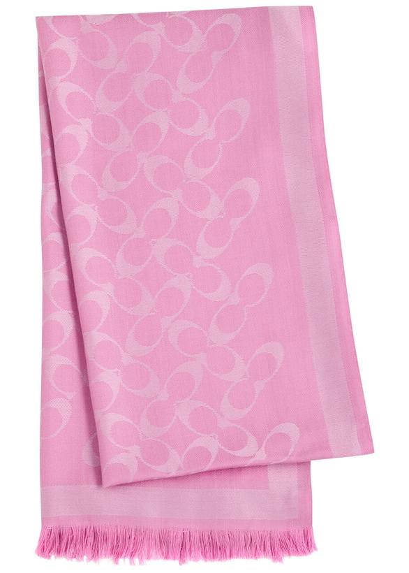 Photo: Coach Signature C Logo-jacquard Scarf - Fuchsia - One Size