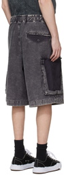 Maison MIHARA YASUHIRO Black Cotton Satin Cargo Shorts