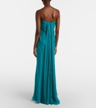 McQueen Draped silk chiffon bustier gown