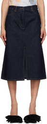 Dries Van Noten Indigo Slit Denim Midi Skirt