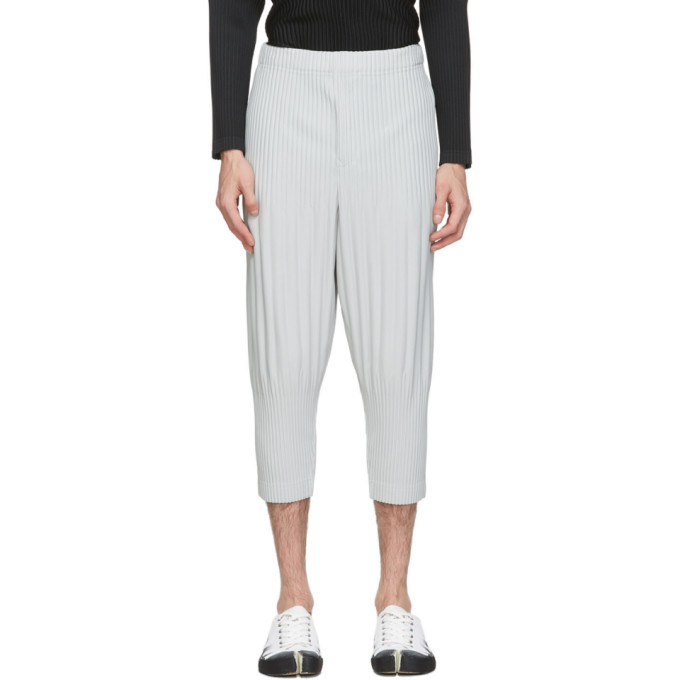Homme Plisse Issey Miyake Grey Cropped Basics Trousers Homme