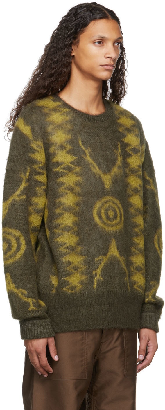 South2 West8 Khaki & Green Loose Mohair Sweater South2 West8