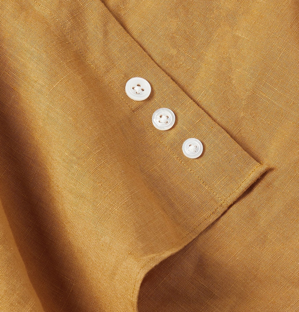 Beams F - Grandad-Collar Linen Shirt - Brown