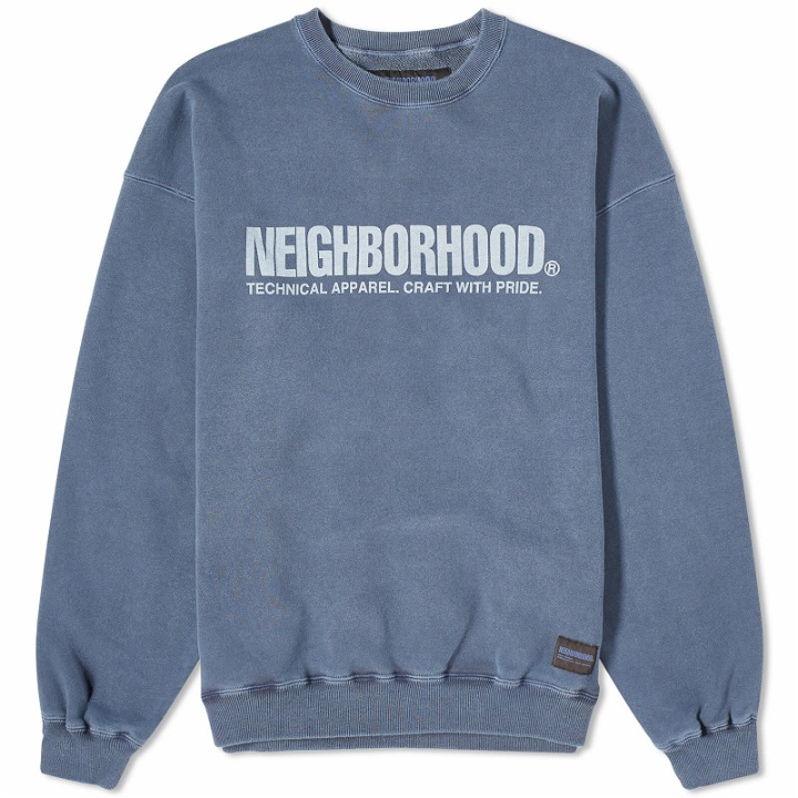 Photo: Neighborhood Men's Pigment Dyed Crew Sweater in Navy