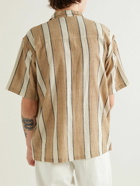 Karu Research - Camp-Collar Striped Cotton Shirt - Brown