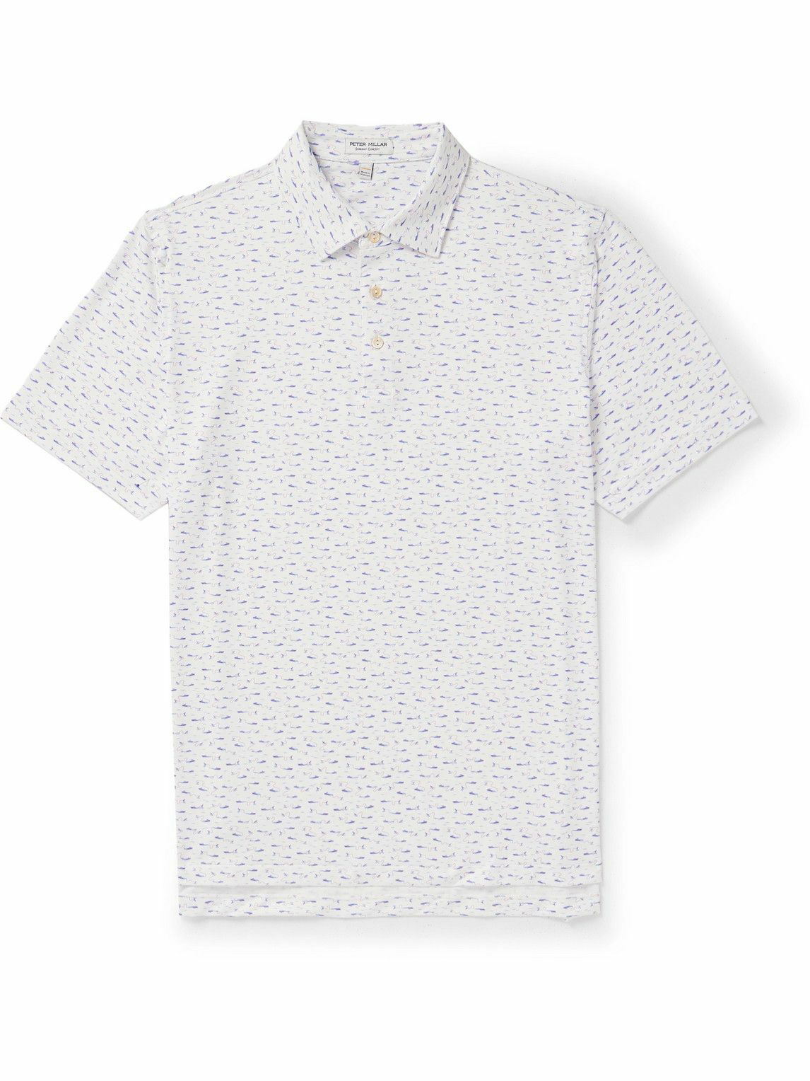 Peter Millar - Cypress Printed Stretch-Jersey Polo Shirt - White Peter ...