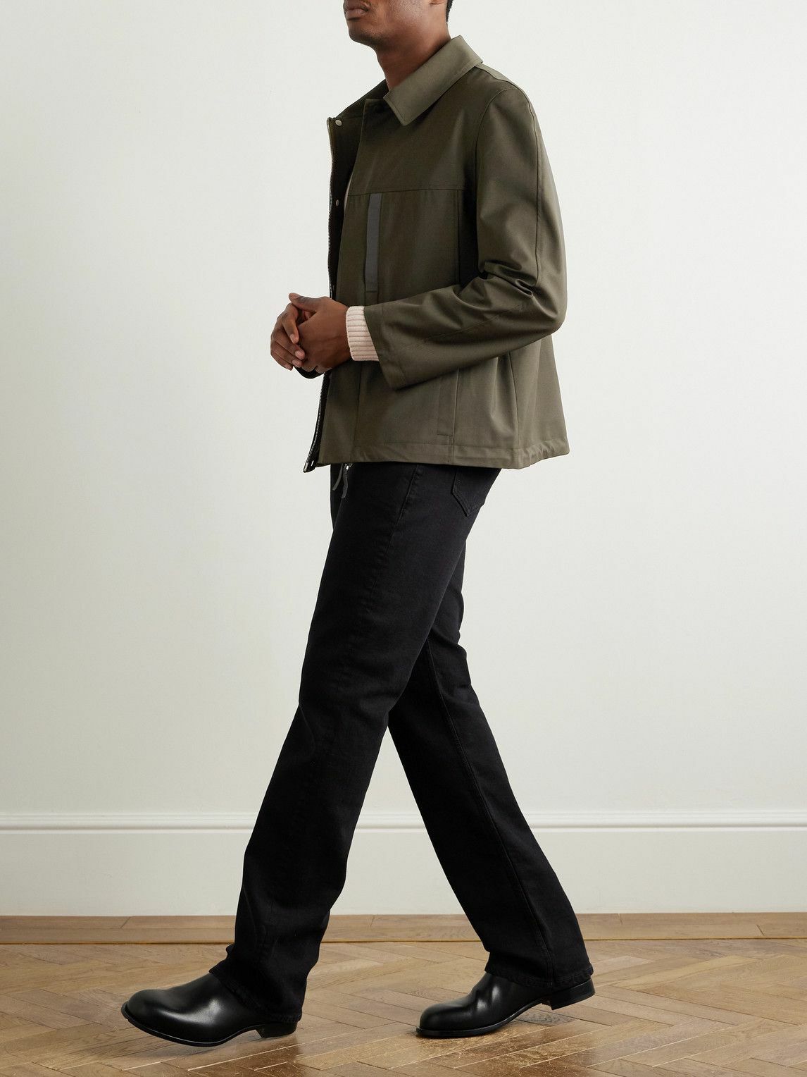 Yves Salomon - Leather-Trimmed Woven Jacket - Green