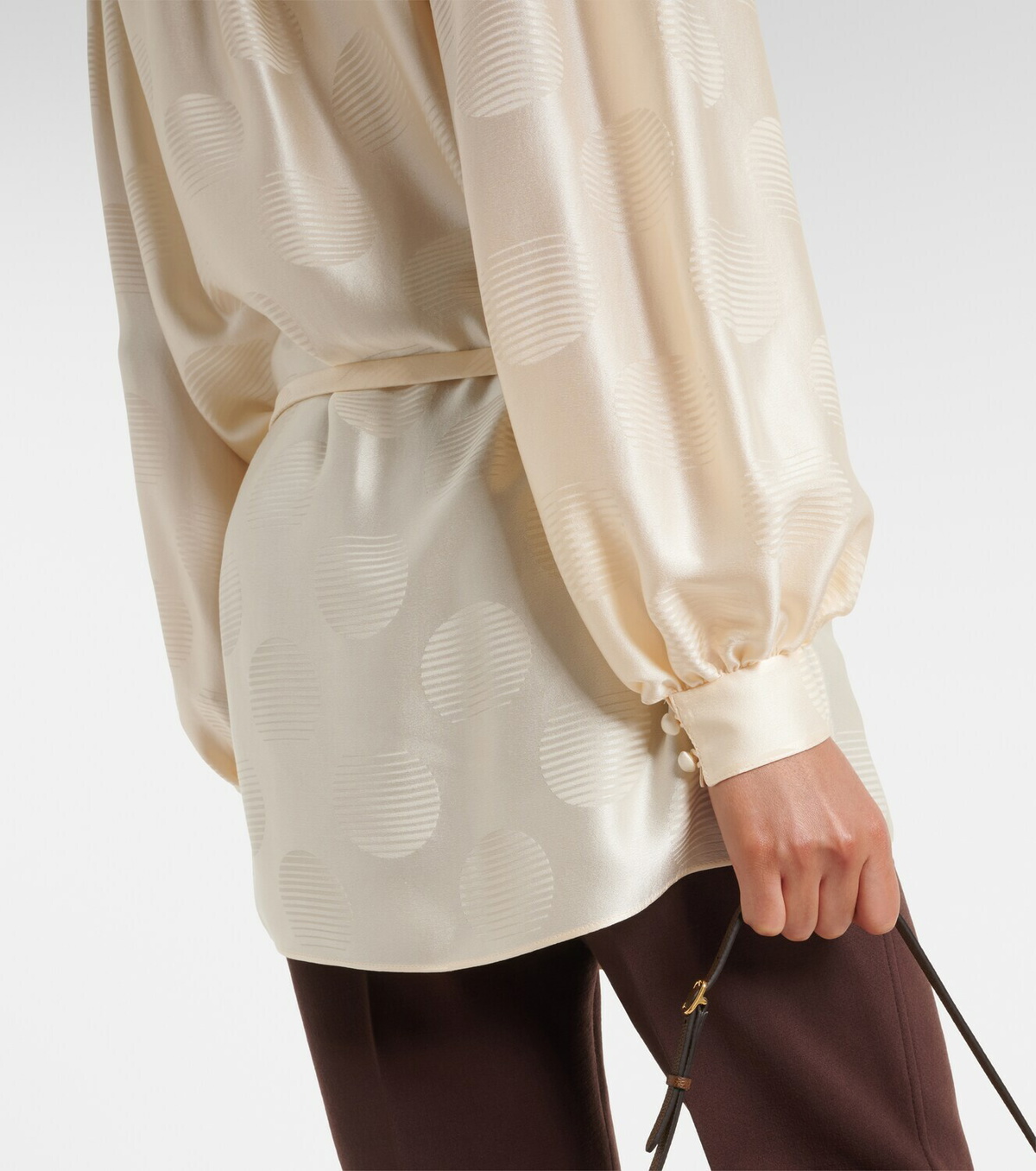 Valentino Belted silk jacquard shirt