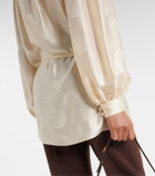Valentino Belted silk jacquard shirt