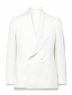 De Petrillo - Cantone Shawl-Collar Double-Breasted Linen Tuxedo Jacket - White