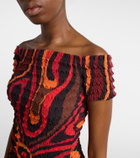 Pucci Marmo off-shoulder smocked crop top