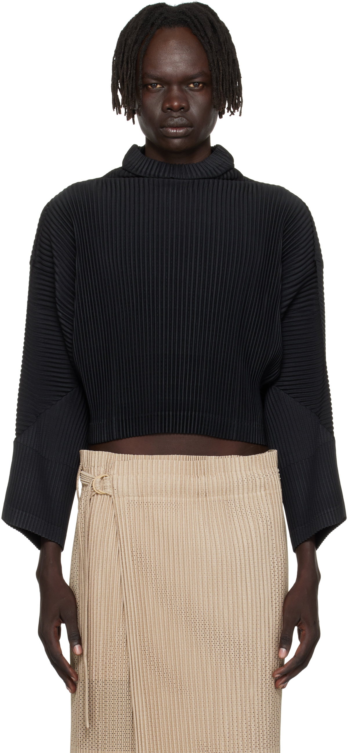 HOMME PLISSÉ ISSEY MIYAKE Gray Leno Stripe Shirt Homme