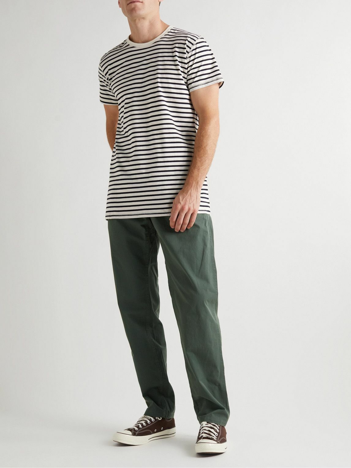 Hemen Biarritz - Dani Striped Organic Cotton-Jersey T-Shirt - Blue
