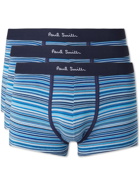 PAUL SMITH - Three-Pack Striped Stretch-Cotton Boxer Briefs - Blue - S