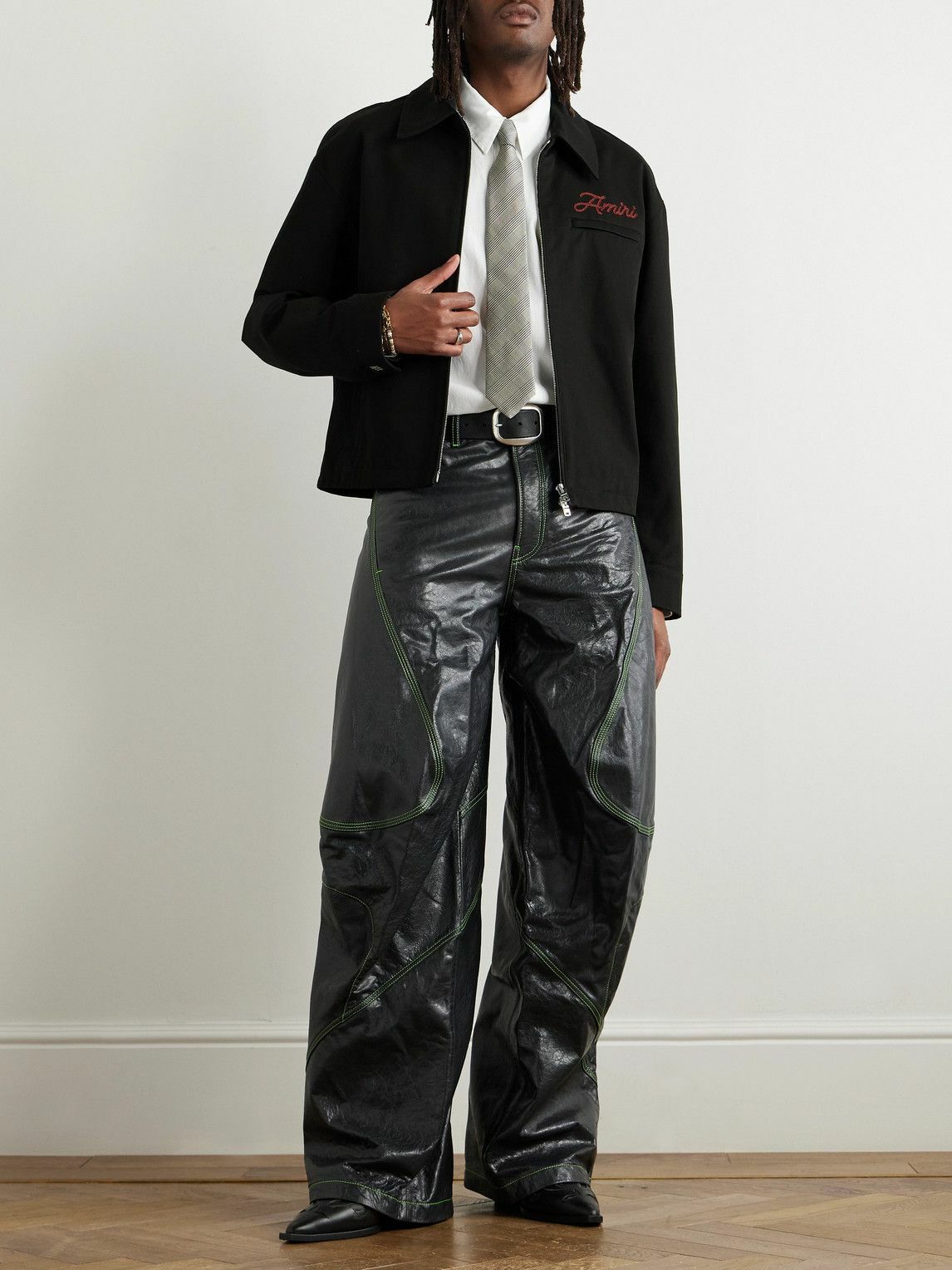 AMIRI - Logo-Embroidered Appliquéd Cotton-Twill Jacket - Black Amiri