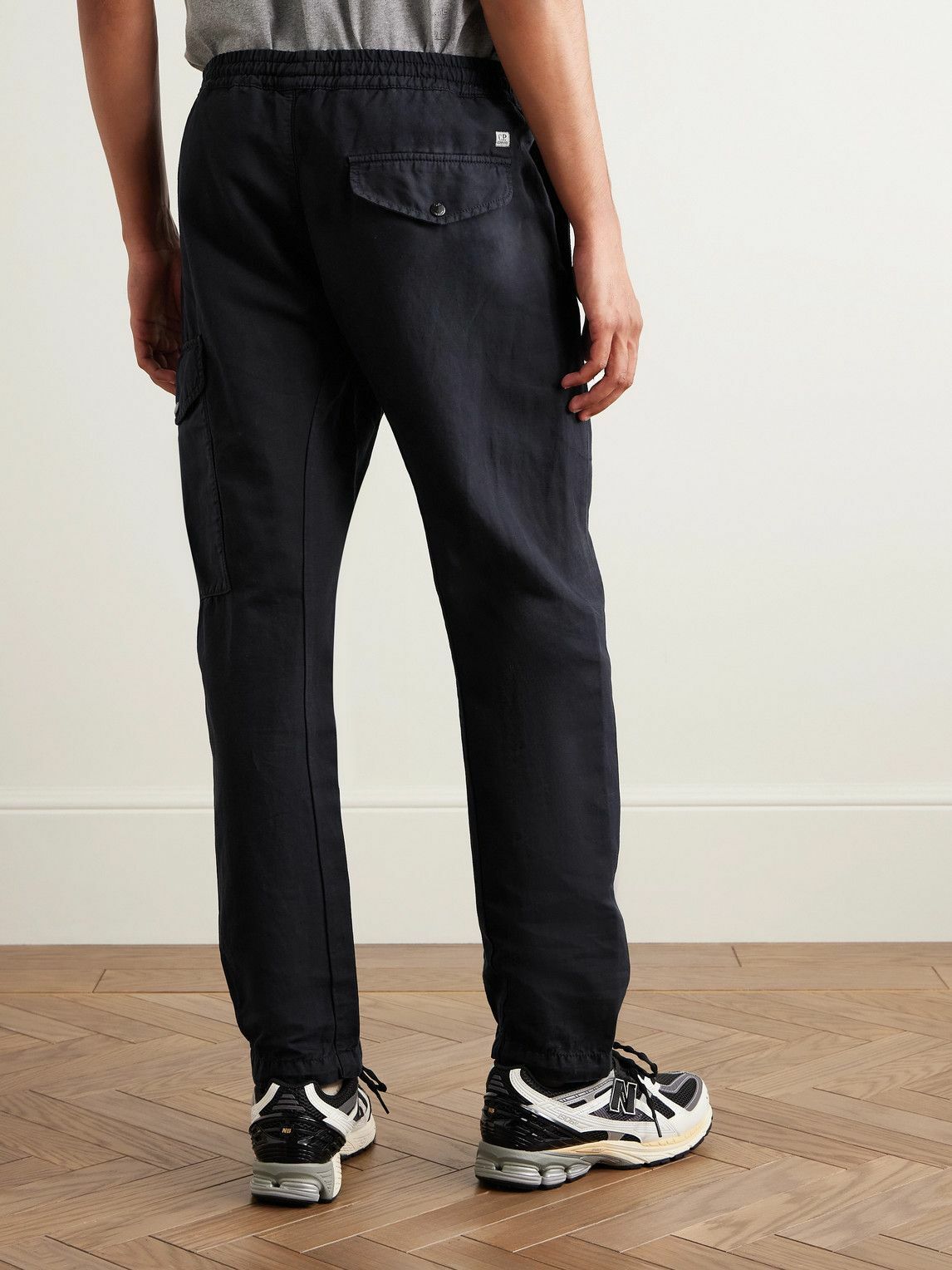 C.P. Company - Straight-Leg Logo-Appliquéd Cotton and Linen-Blend Cargo Trousers - Blue