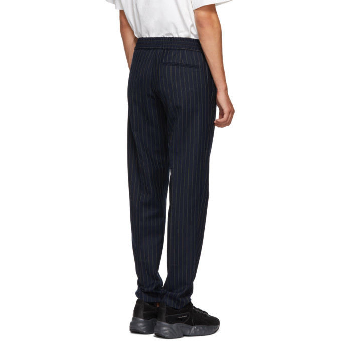 Acne Studios Navy and Green Striped Ryder Trousers Acne Studios