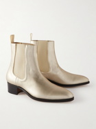 TOM FORD - Metallic Leather Chelsea Boots - Silver