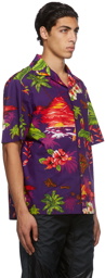 Moncler Genius Purple Floral Print Short Sleeve Shirt