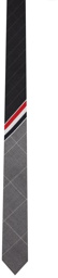 Thom Browne Grey Wool Pinstripe & Windowpane Tie