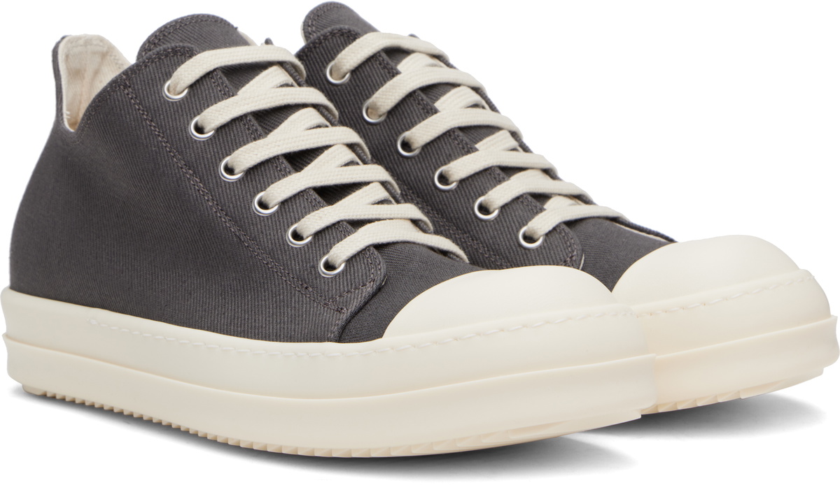 【滑らかな素材】RICKOWENS Hollywood Low Sneaks メンズ Rick Owens DRKSHDW Gray Hollywood Low Sneaks Sneakers Rick