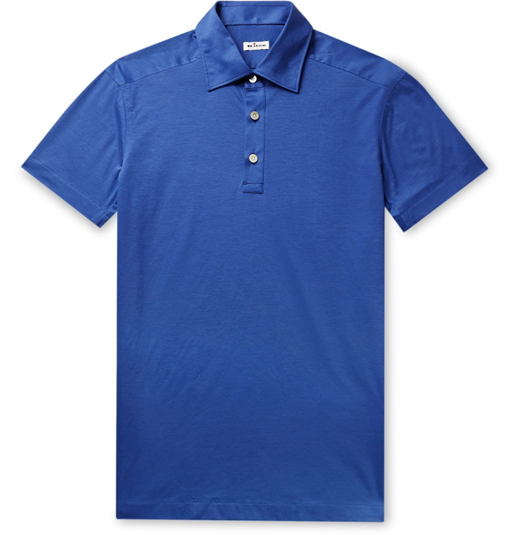 Photo: Kiton - Cotton-Jersey Polo Shirt - Blue