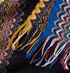Missoni - Fringed Crochet-Knit Cotton Scarf - Blue