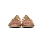 Charlotte Olympia SSENSE Exclusive Pink Velvet Kitty Slippers
