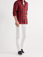 KITON - Button-Down Collar Checked Cotton and Lyocell-Blend Shirt - Red - EU 41