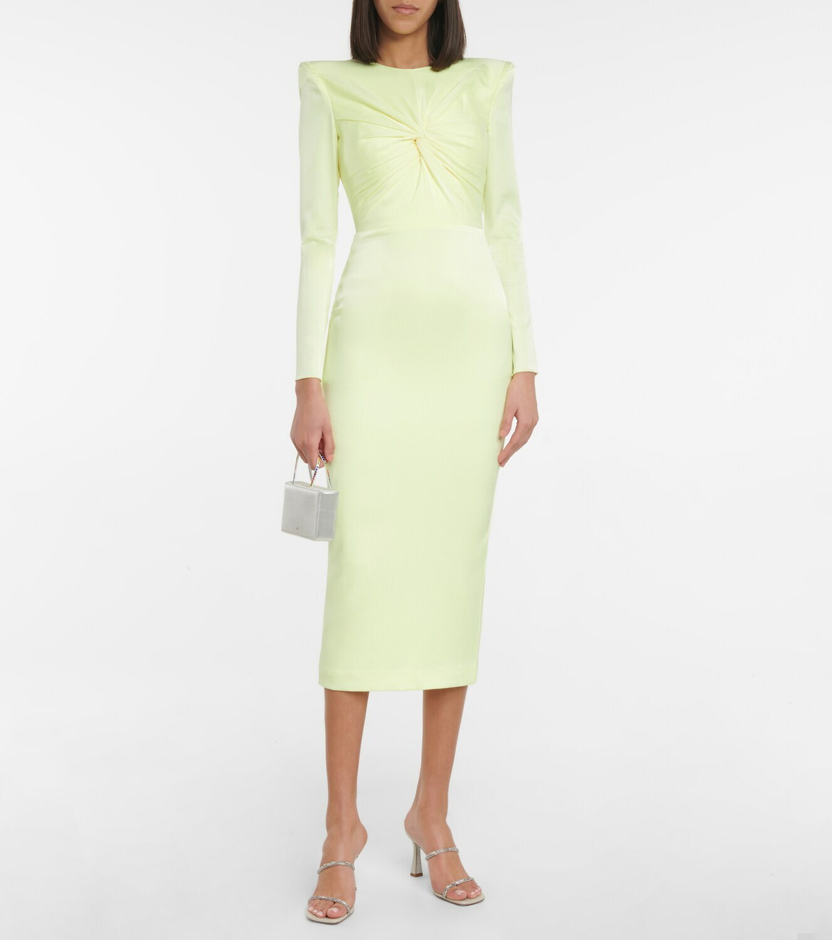 alex perry lime green dress Elizabeth Dress in Leaf Brocade